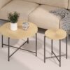 Radial - Pattern Coffee And End Table Set Waterproof Cover, Distressed Cylindrical Design, Legs Classic Rustic Charm (Set of 2) - Oak Natural Wood / Antique White - Image 3