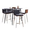 Marcel Mason - 5 Piece Swivel Contemporary Counter Height Dining Set - Black / Walnut / Black - Image 2