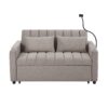 Convertible Sofa Bed Loveseat Sofa With Three USB Ports, Two Side Pockets, Two Cup Holders And 360° swivel Phone Holder For Living Room - Light Gray - Image 12