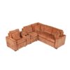 L Shaped Convertible Sofa Bed With Pull Out Bed, Cup Holders, And Storage - Orange - Image 15