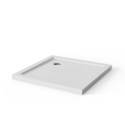 Shower Base, Centered Drain, No Threshold, 5 Layer - White