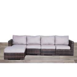 Wide Hand Patio Sectional With Cushions - Brown