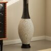 Tall Designer Floor Vase Artificial With 2 Tone Decorative Accent For Living Room - White / Black - Image 7