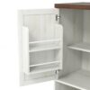 Farmhouse Kitchen Pantry Sideboard With Cabinet And Drawer, Multi Functional Kitchen Buffet With Hutch And Glass Holder, Microwave Stand With Charging Station - Brown / Antique White - Image 22