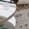 Luxury Double Tier Round Mirror Coffee & End Table With Fluted Glass Modern Sofa Side Table - Silver / Glass - Image 8