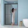 Double Sliding Glass Shower Door 8Mm Tempered Glass With Stainless Steel Frame - Matte Black - Image 5