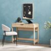 Transitional Reeded Lift Top Desk With Drawer - Oak - Image 7