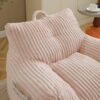 Giant Plush Bean Bag Chair With Armrests And Footstool For Adults - Pink - Image 5