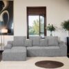 Modern L Shaped Sectional Sofa, Modular Velvet Couch With Adjustable Configurations - Gray - Image 2