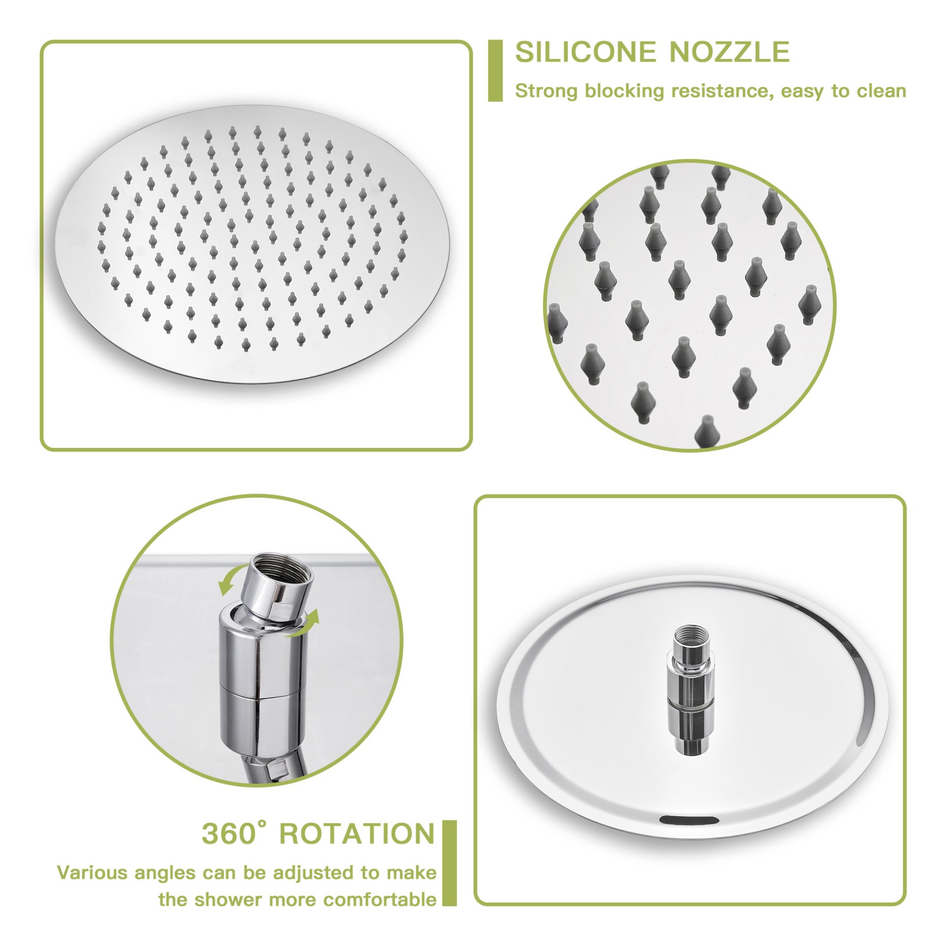 Chrome Round Dual Shower Heads Set With 10" Overhead And Hand Shower, Metal & Plastic Construction - Chrome - Image 7