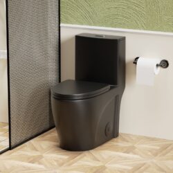1 Piece Toilet With Tornado Flush, Dual Flush, And ADA Height Comfort Chair - Matte Black