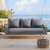 3 Person Porch Swing With Chains, Large Patio Swing Bench With Cushions For Backyard, Garden, And Poolside - Gray - Image 2