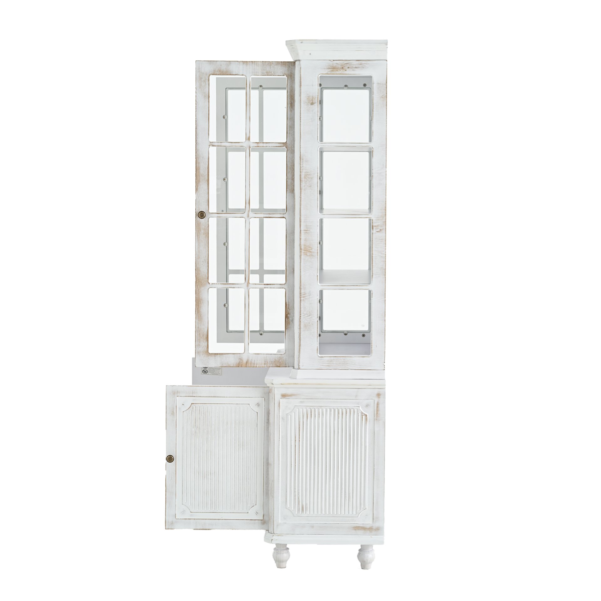 Vintage Display Cabinet With Double Glass Doors, Traditional Style Hutch For Home Or Workspace Washed - White Washed - Image 21