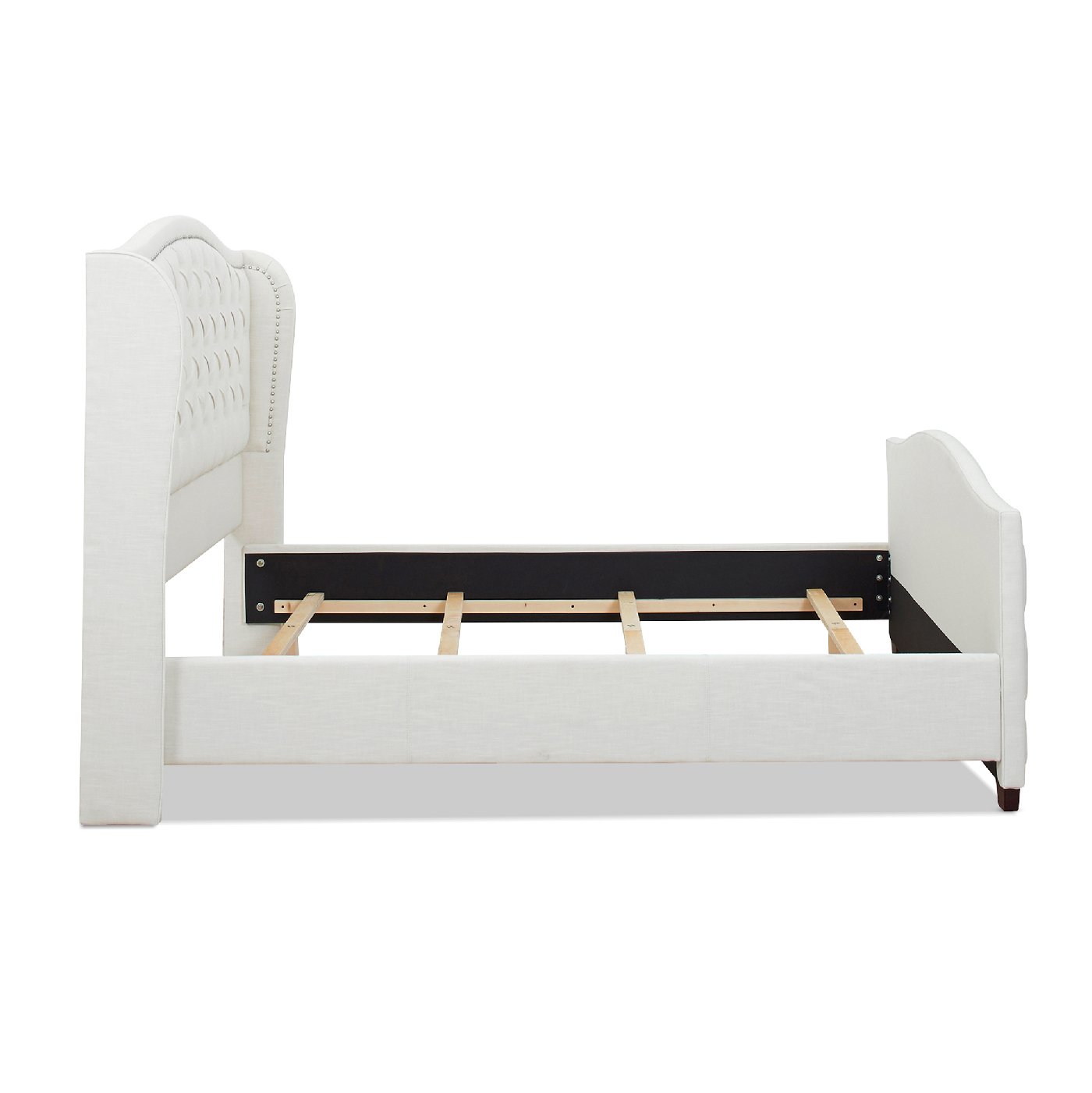 Marcella - King Upholstered Shelter Headboard Bed Set - Antique White - Image 5