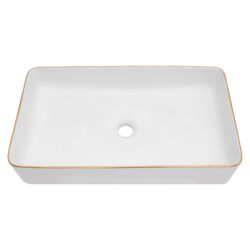 Rectangular Bathroom Vessel Sink - White