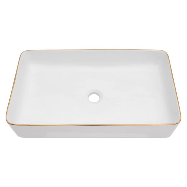 Rectangular Bathroom Vessel Sink - White