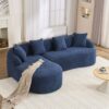 Full Compression Sponge Modular Chenille L Shape Sectional Sofa With High Density Foam, Spacious And Comfortable - Navy Blue - Image 2