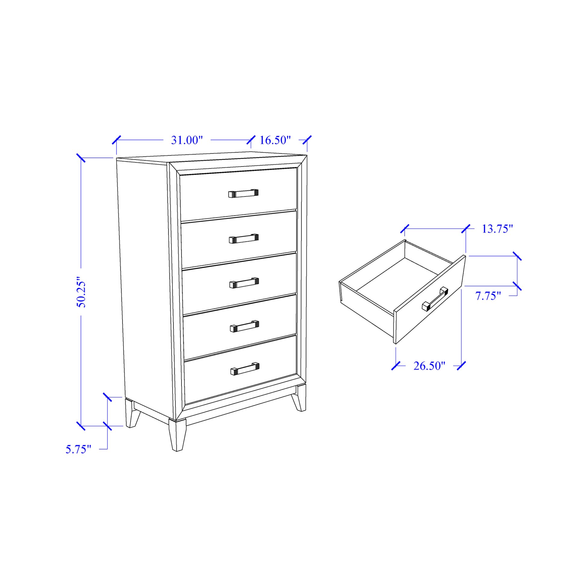 Mirage - 5 Piece Full Bedroom Set With Panel Headboard - Black / Gray - Image 9