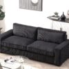 Luxe - Corduroy Sofa With Sleek Design, Spacious And Comfortable 3 Seater Couch - Black - Image 12