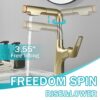 Pull Down Vessel Faucet Single Hole Bathroom Sink Faucet With Lift Spout & Dual Spray Modes - Brushed Gold - Image 5