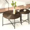 Coffee And End Table Set Waterproof Cover, Distressed Cylindrical Design, Legs Classic Rustic Charm (Set of 2) - Walnut Brown - Image 8