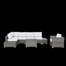 Weather Resistant 9 Piece Wicker Seating Group With Premium Cushions - Gray Mix