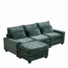 L Shaped Sectional Sofa With Movable Ottoman - Green - Image 4