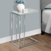 C-Shaped Accent Table Tempered Glass For Living Room - Chrome - Image 4