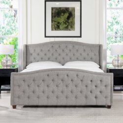Marcella - King Upholstered Shelter Headboard Bed Set - Silver Gray