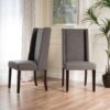 High Back Dining Chair (Set of 2) With Wingback Design And Birch Legs - Dark Gray - Image 6