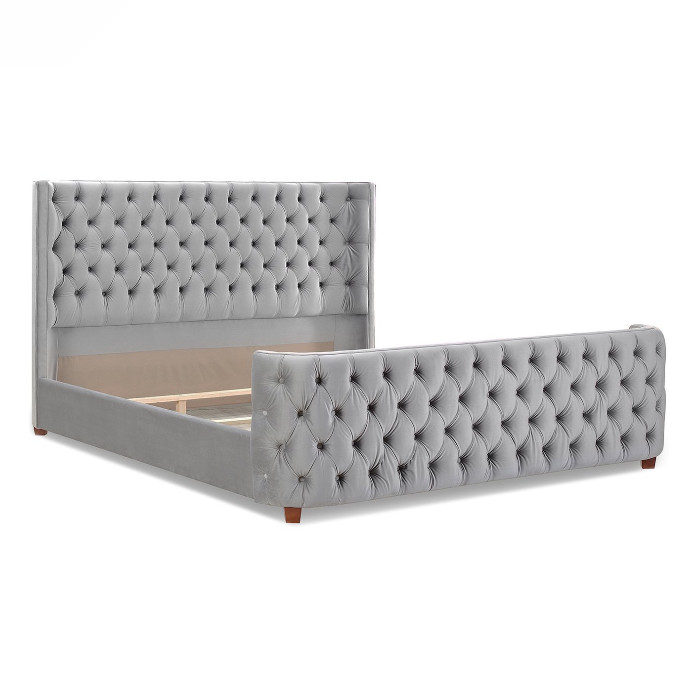 Brooklyn - King Tufted Panel Bed Headboard And Footboard Set - Opal Gray - Image 3