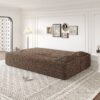 Modern Floor Sofa With 2 Pillows, Convertible Teddy Fabric Foam Filled Sleeper Sofa Bed, Full Size Folding Mattress For Living Room Guest Bed, Playroom, No Assembly Required - Brown - Image 7