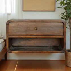 Curve Floating Bedside Table - Chestnut