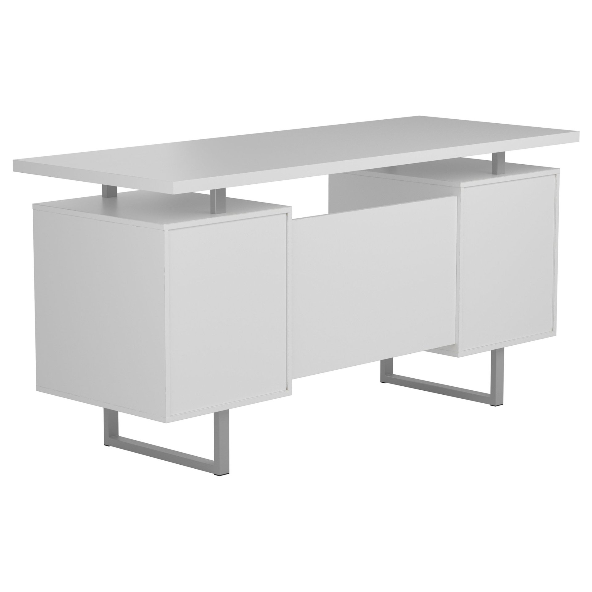 2 Drawer Computer Desk High Gloss Home Office - White - Image 9