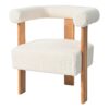 Mid-Century Modern Barrel Accent Chair, Upholstered Kitchen & Dining Room Chairs With Arms, Teddy Velvet Boucle Accent Chairs Side Chairs For Kitchen Living Room Bedroom - White - Image 21