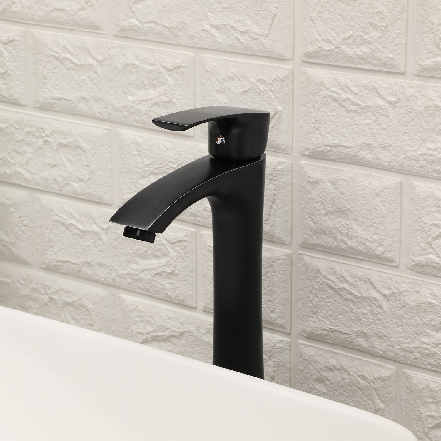 19" 5" Bathroom Sink Combo Rectangular Vessel Vanity Set With Faucet Drop In Ready Ceramic Basin - White / Black - Image 6