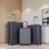 3 Piece Luggage Sets Lightweight Suitcase With Two Hooks, Spinner Wheels, Tsa Lock, (20/24/28) - Black - Image 2