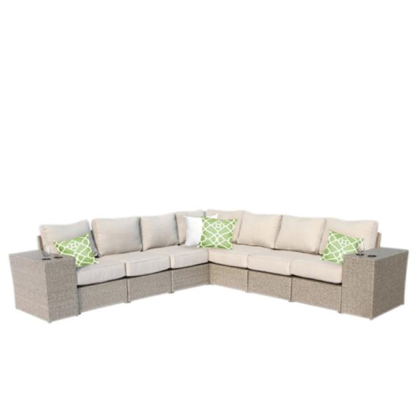 Outdoor Wicker 6 Person Sofa Set With Cushions - Gray Mix