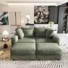 4 Seat Sofa, Deep Seat Couches With Soft Pillows And 2 Ottomans, Convertible Sofa Lounge Chair, For Living Room - Green - Image 14
