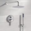 Elegant 10" Round Rain Shower Head And Handheld Set With Adjustable Tilt And Dual Modes - Brushed Nickel Silver - Image 4