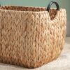 Rectangular Multi Purpose Water Hyacinth Woven Wicker Baskets With Handles - Natural / Brown - Image 7