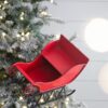 Iron Sleigh Small, Distressed Christmas Santa Sleigh Holiday Tabletop / Hanging Decoration - Black / Red - Image 6