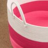 Cotton Round Laundry And Storage Basket With Handles - Pink / White - Image 7