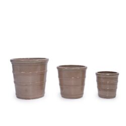 3 Pieces Ceramic Flowerpot, Planter For Patio, Garden Or Windowsills - Antique Yellow