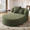 Chaise Lounge Sofa Boneless Couch With 2 Supportive Pillows, Sofa Bed - Green - Image 4