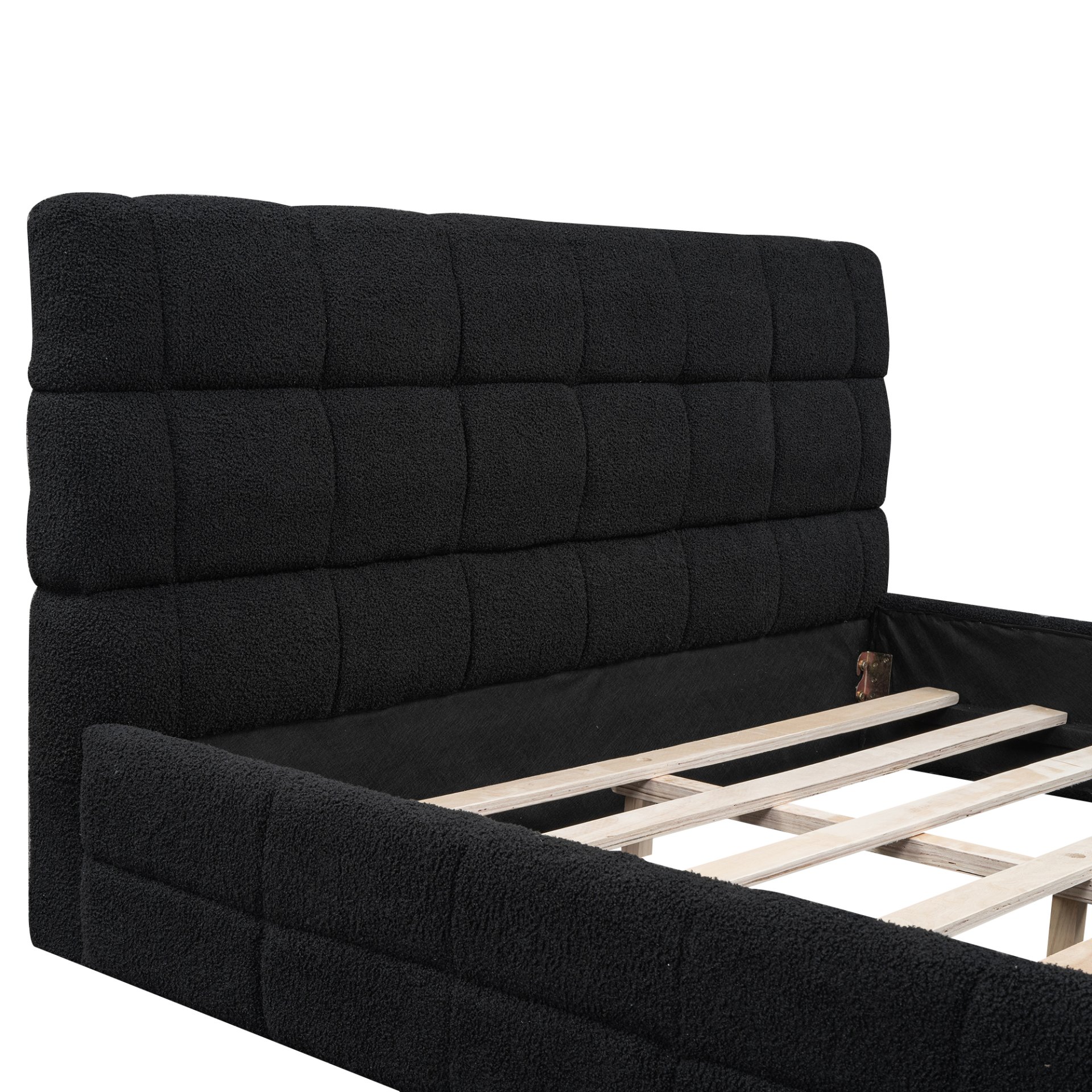 Queen Size Upholstered Platform Bed - Black - Image 11