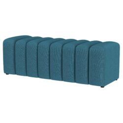 Upholstered Tufted Accent Bench Round Legs Peacock Living Room Furniture Bedroom - Peacock Blue