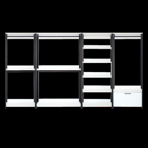 Fiona - Freestanding Walk In Wood Closet System With Metal Frame Durable Storage Solution Melamine - White