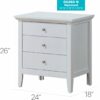 3 Drawer Nightstand - White - Image 4