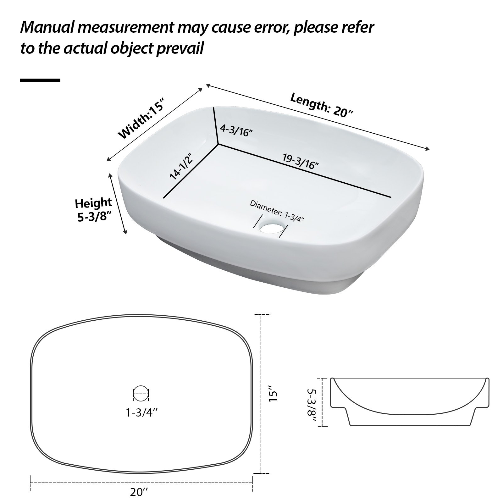Modern Semi Recessed Ceramic Bathroom Sink With Vessel Design - White - Image 3